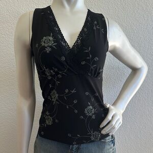 Y2K Suzie In The City Black Lace Accent Blouse